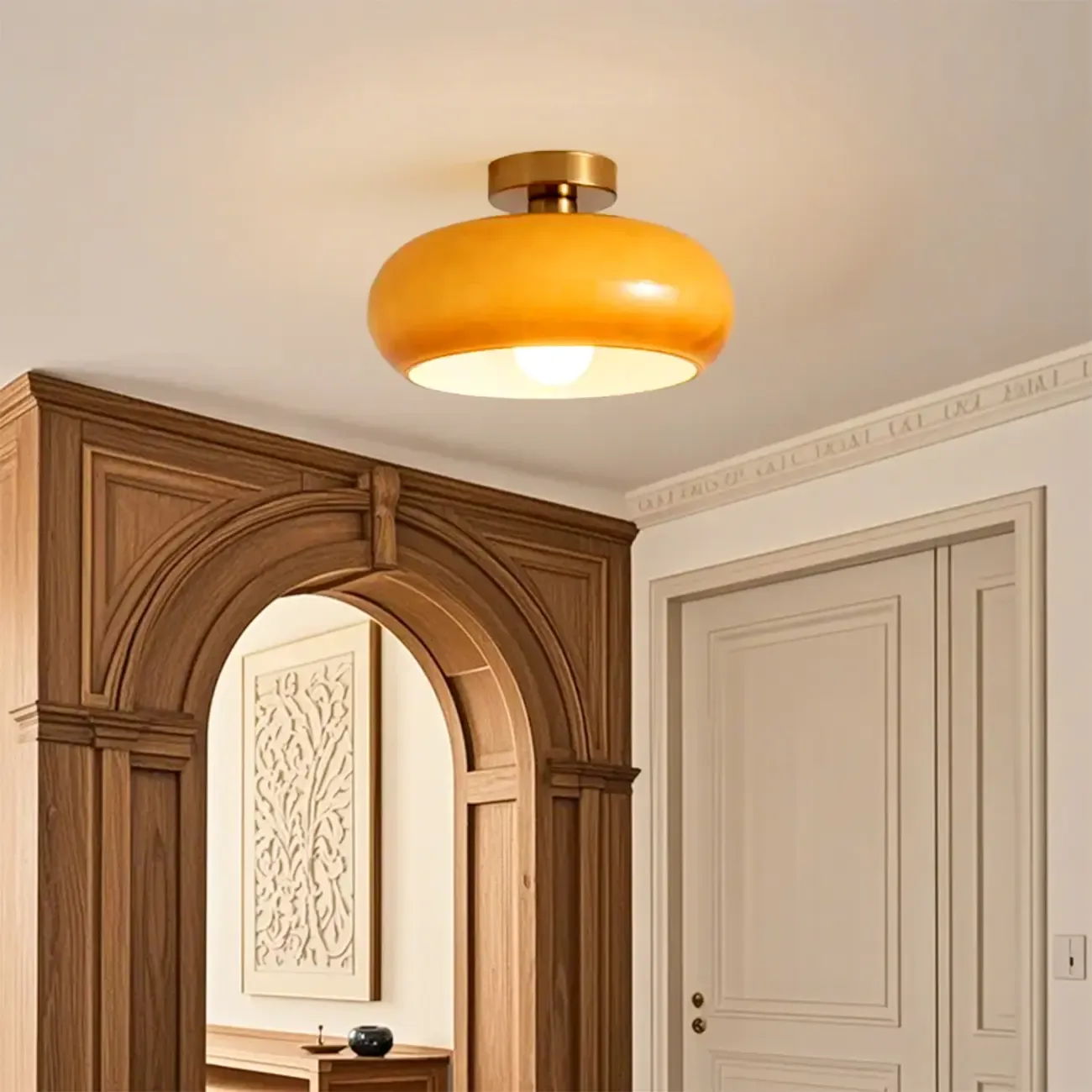 Mini Glass Drum-Shaped Ceiling Light for Dwelling Space