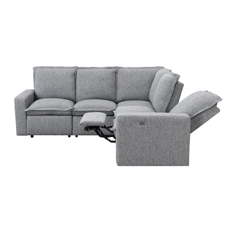 89.76 L-Shaped 5-Seater Sofa with Recliner
