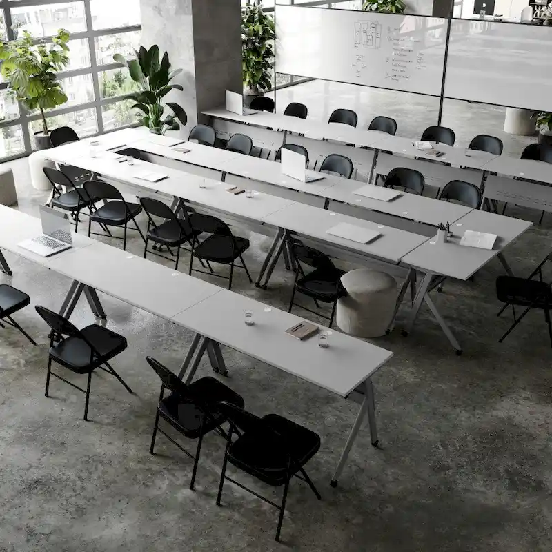 Commercial Nesting Flip Training Table with Steel Frame and Y-Legs - 23.5W x 60D x 30H