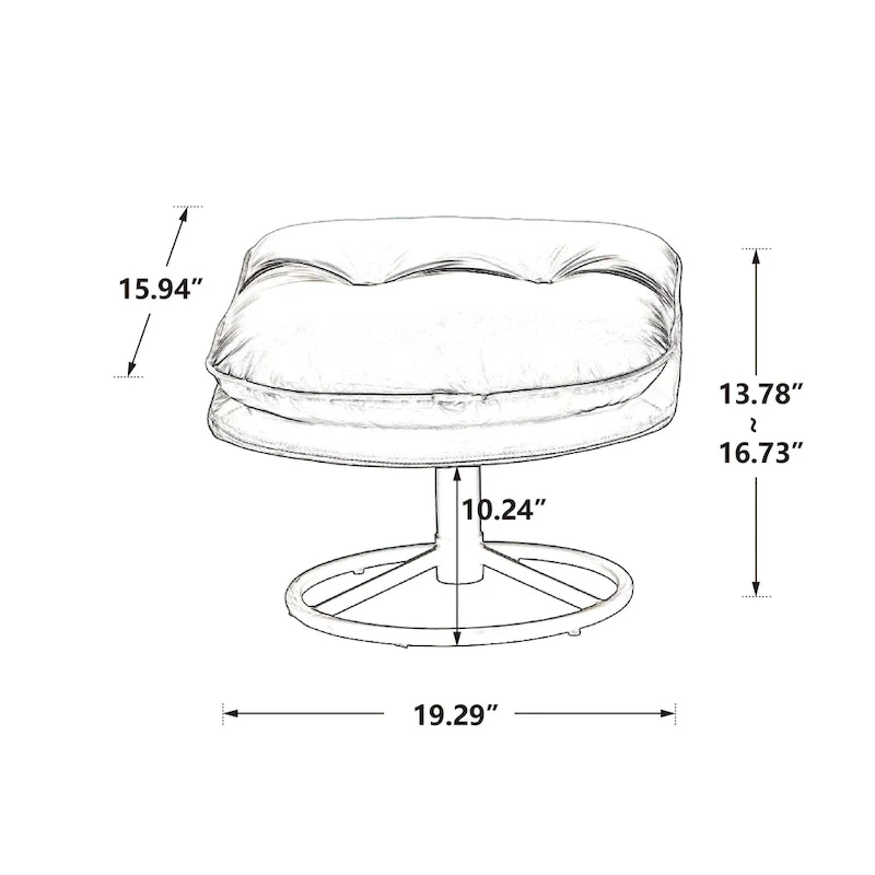 Blue Modern 31.73 Upholstered Swivel Buttons Tufted Accent Chair with Ottoman and Black Metal Legs