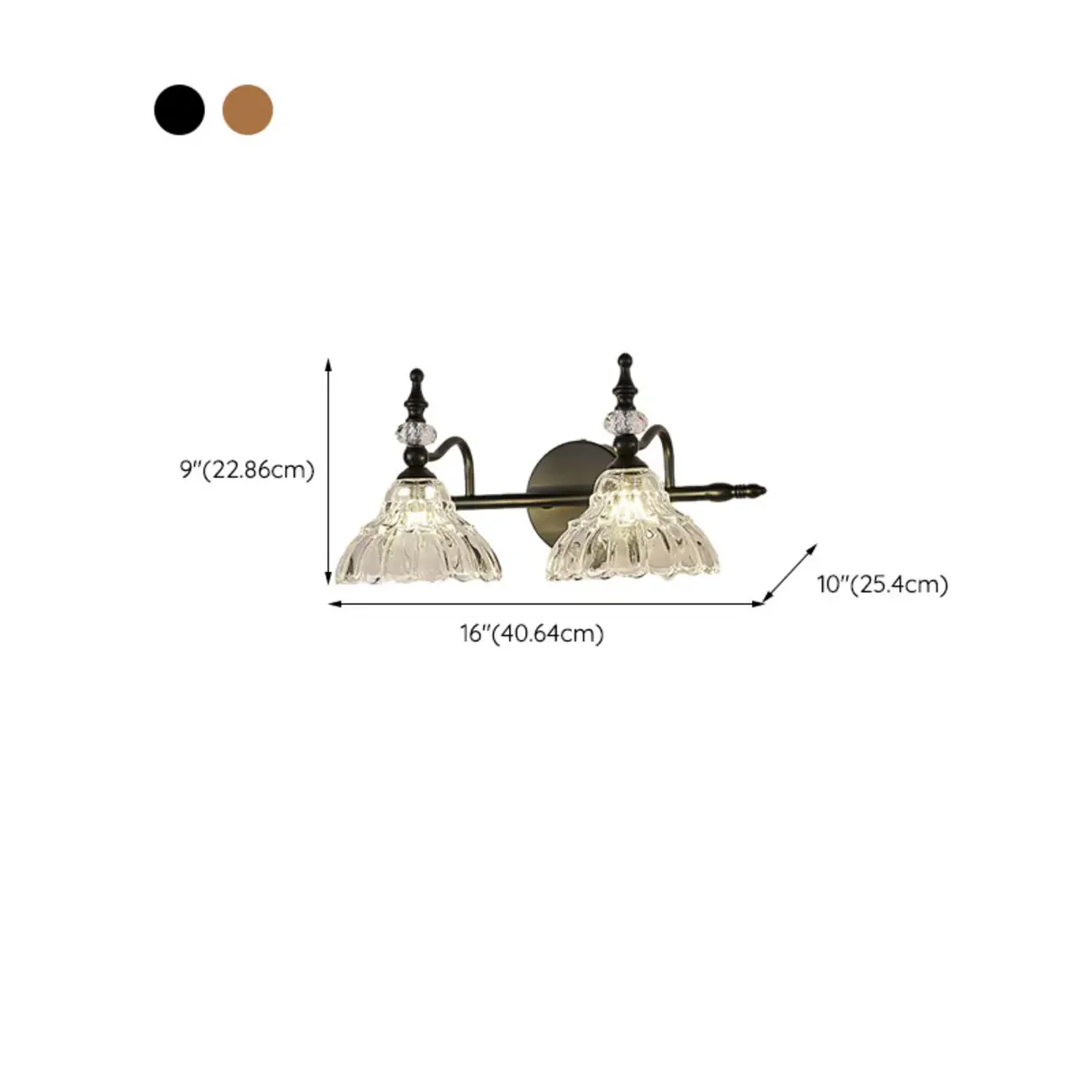 Modern Flower Glass Bathroom Vanity Light in Black/Brass