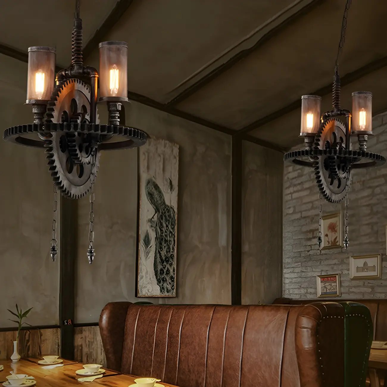 Black Metal Gear Industrial Steampunk Chandelier
