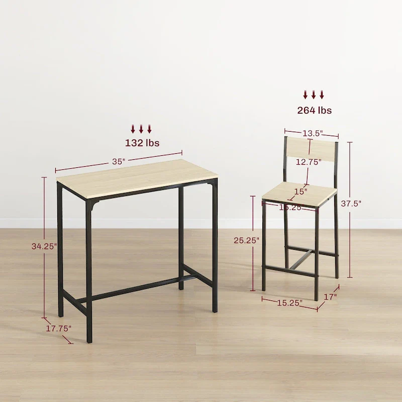 Carbon Loft Padrad Industrial Counter Height 3-piece Dining Set