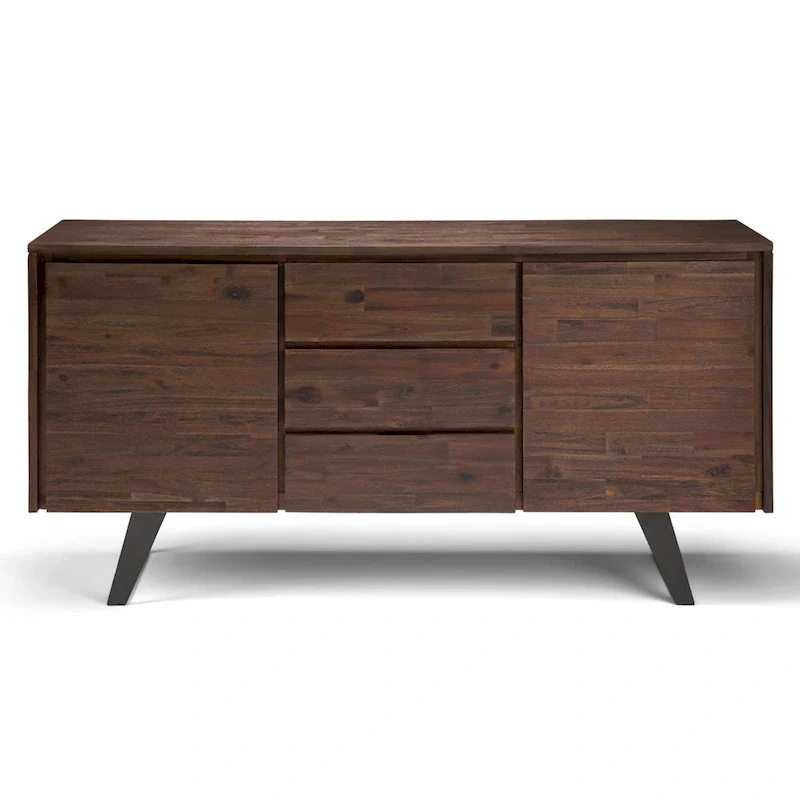 WYNDENHALL Mitchell Metal 60 inch Wide Rectangle Modern Industrial Sideboard Buffet in OAK WOOD - 60 x 17 x 30