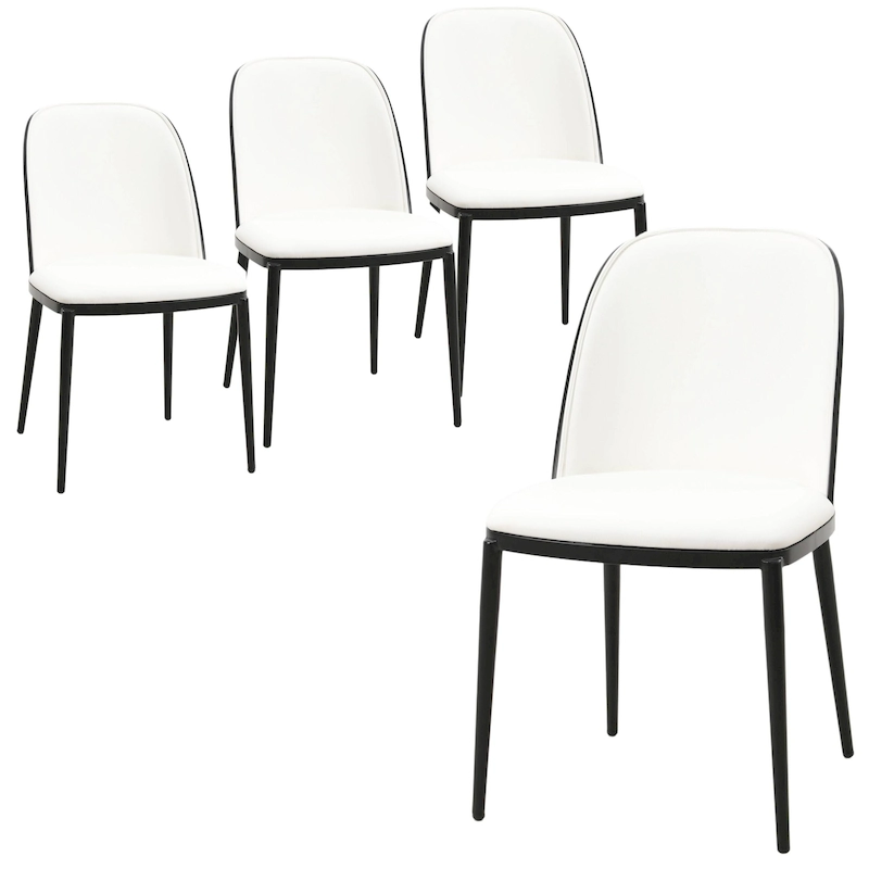 Dining Chair with Upholstered Seat Side Chair with MDF Wood Frame in Steel Set of 4