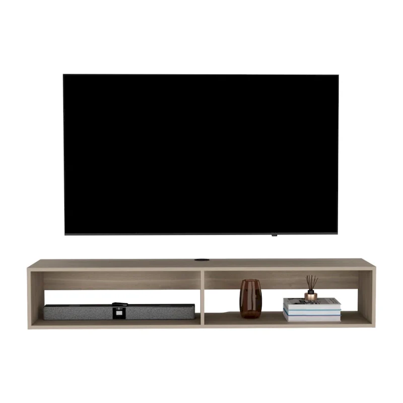 Modern TV Console Wall Mounted 59 Floating Media Stand with Shelves and Cable Management - 10.4H x 59.1W x 12.6D