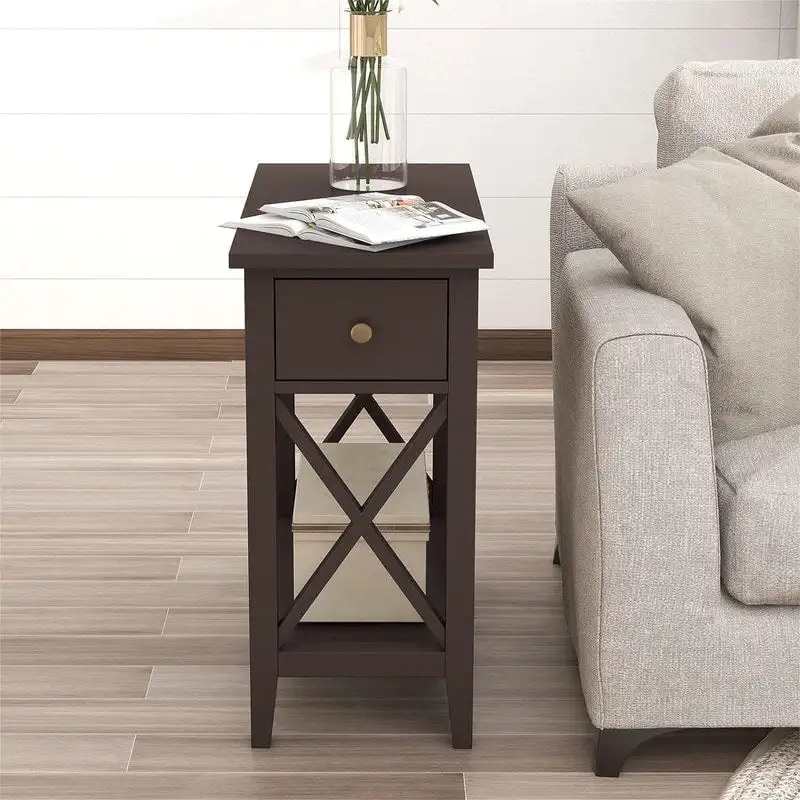 Material Flip Top Narrow End Table - 11D x 23.5W x 24H