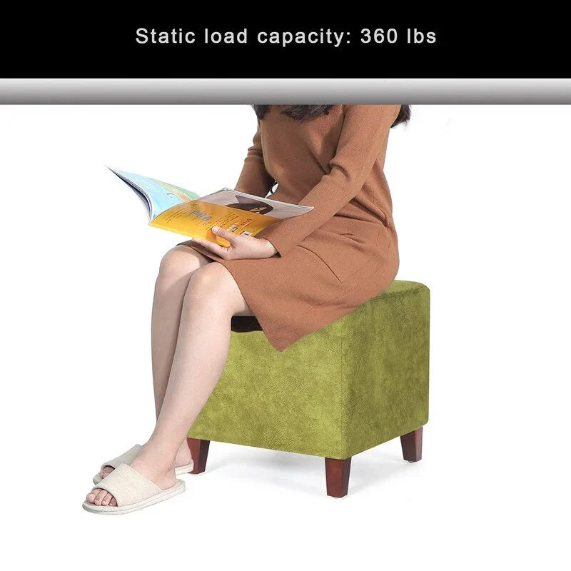 Adeco Square Ottoman Footrest Stool Small Fabric Bench Seat