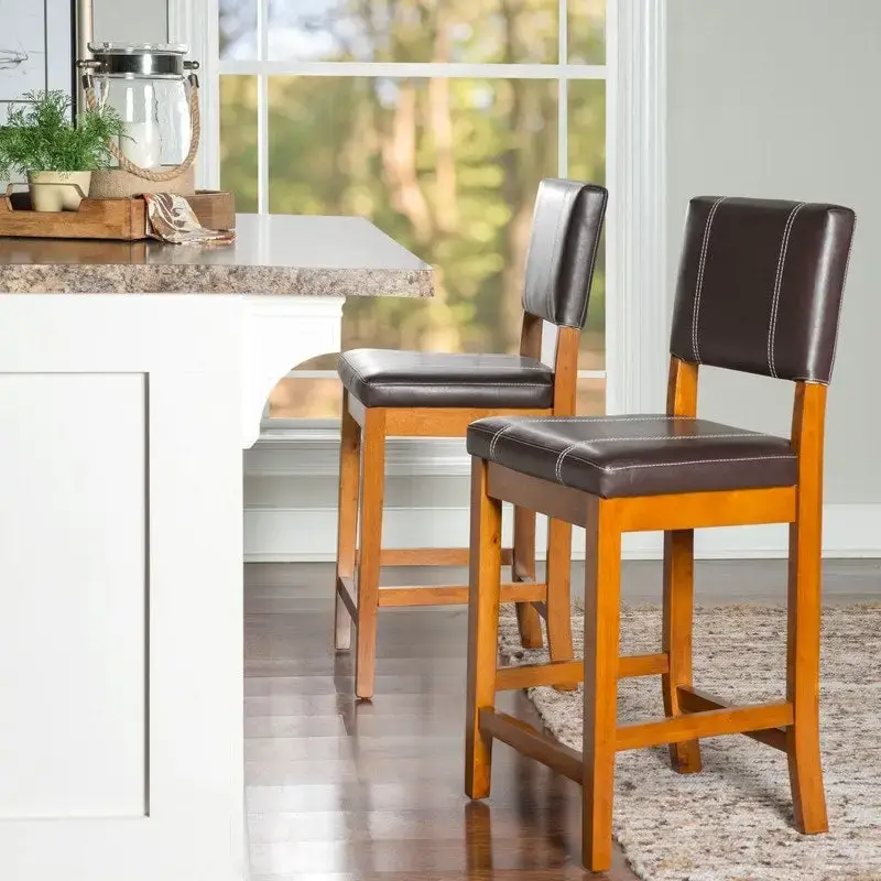 Linon Clover 24-inch Dark Brown Faux Leather Counter Stool