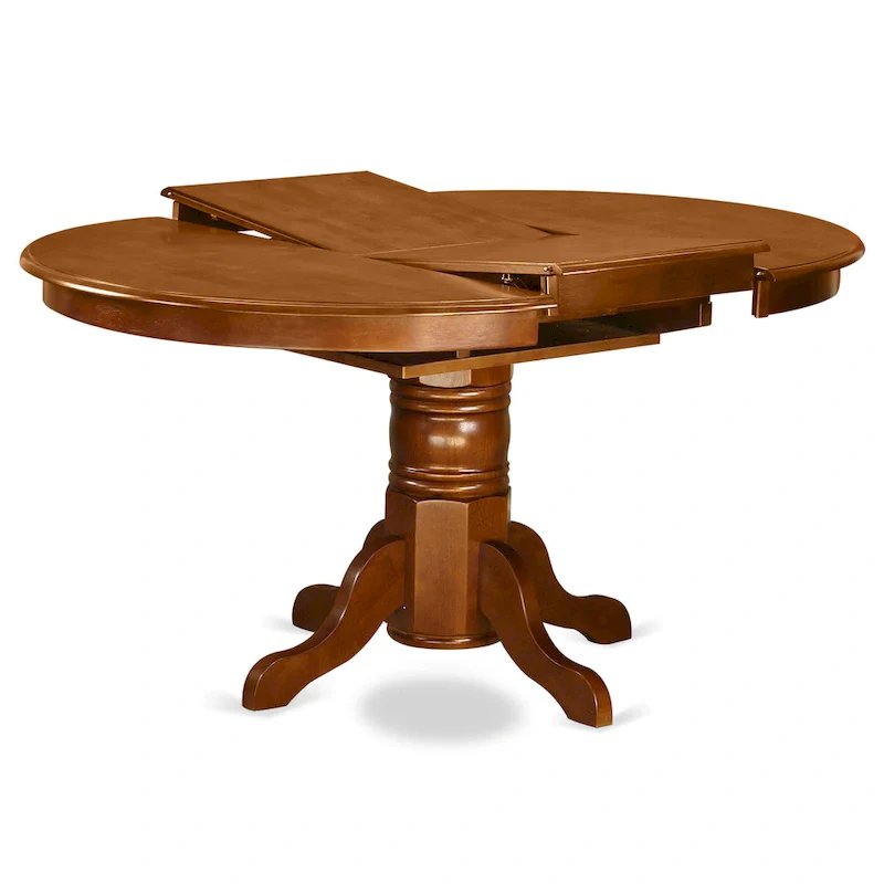 East West Furniture Kitchen Dining Table Butterfly leaf Oval Table Top and Pedestal Legs- Hardwood Table (Finish Option)