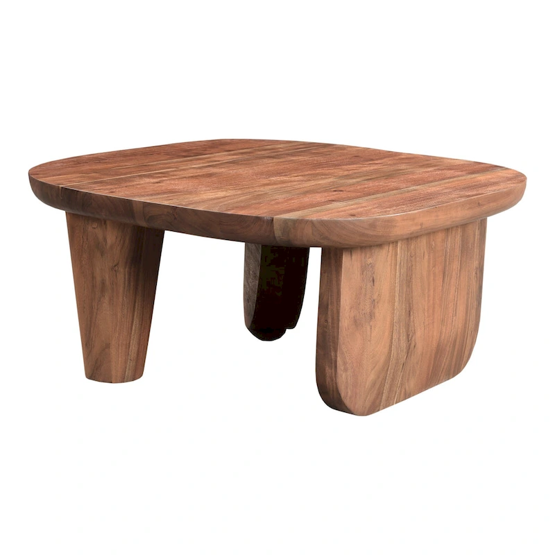 Aurelle Home Rustic Solid Acacia Wood Coffee Table