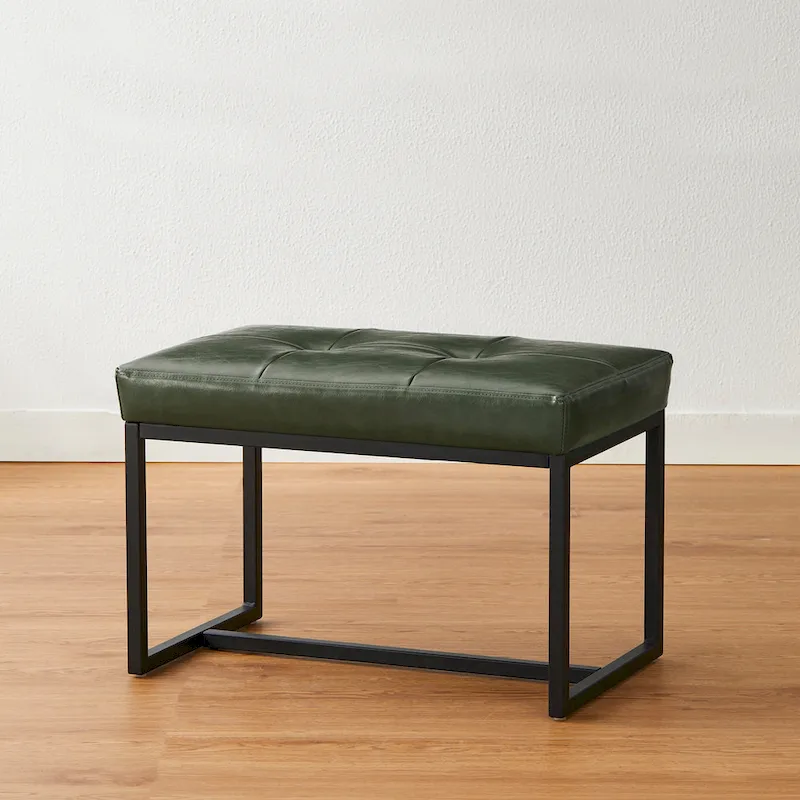 Glitzhome 24W Modern PU Leather Button-tufted Ottoman Foot Stool