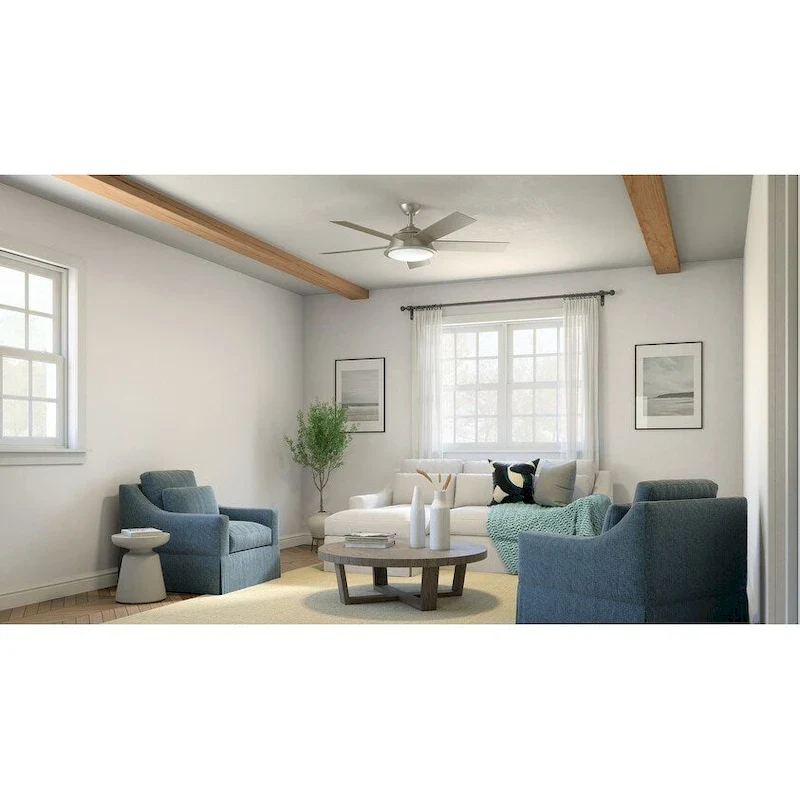 Kichler Verdi 56 Inch LED Ceiling Fan Brushed Nickel with Silver and Driftwood Blades