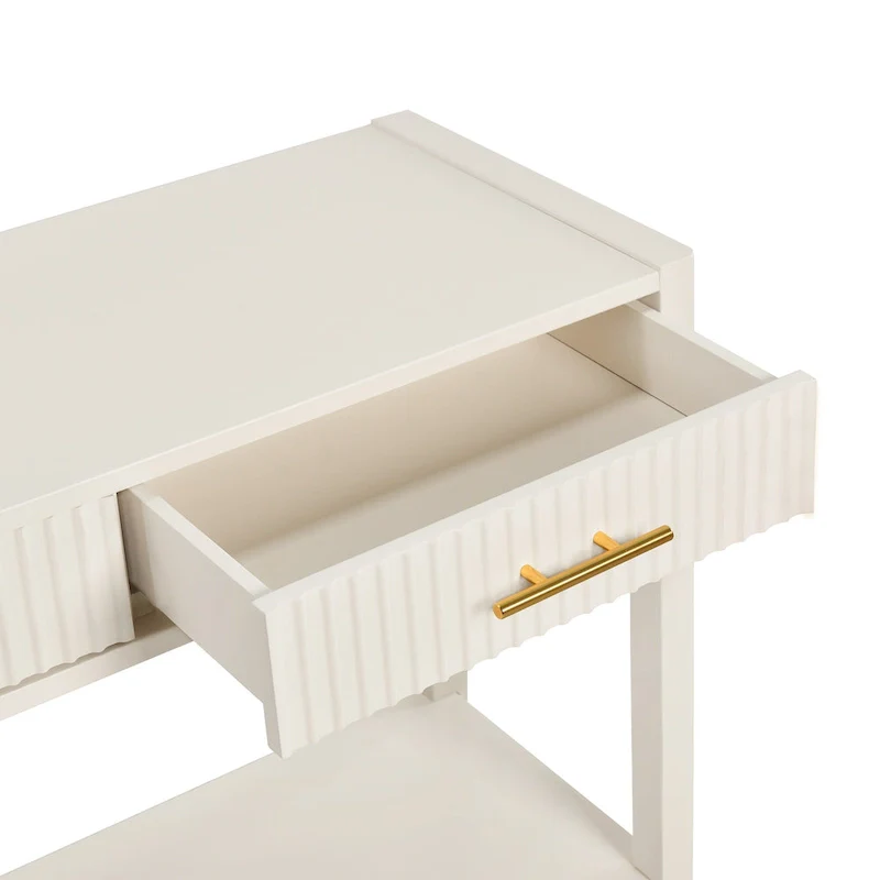 High-Quality Entryway Console Table with Vertical Stripe Drawers, Long Legs