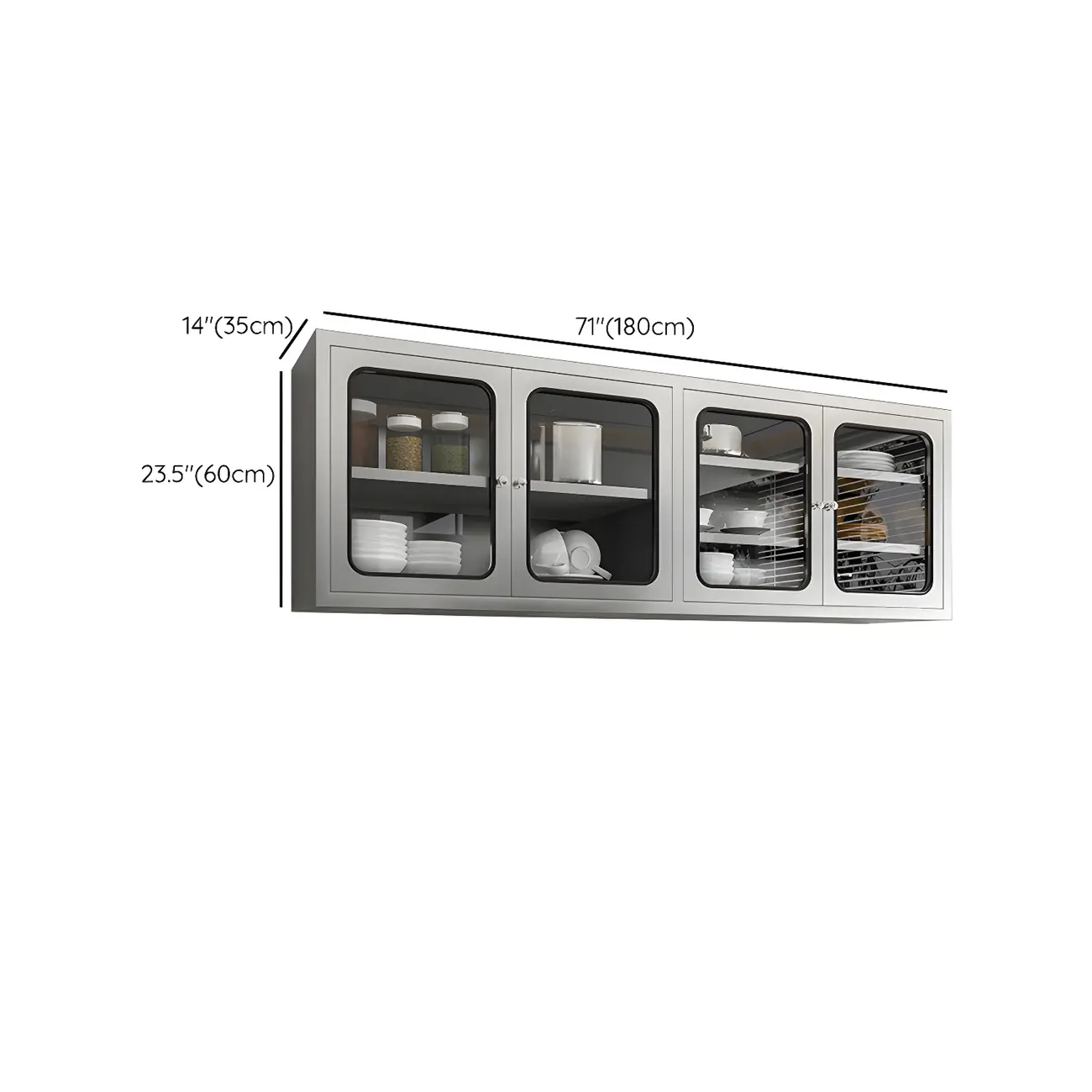 Adjustable Stainless Steel Wall-Mounted China Cabinet