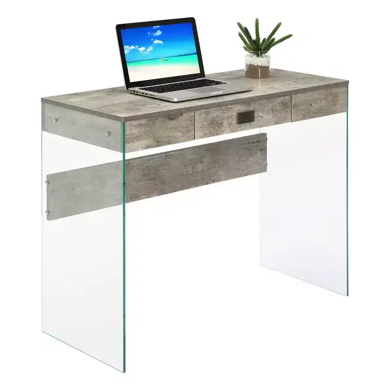36 Breighton Home Uptown Glass Desk with Drawer