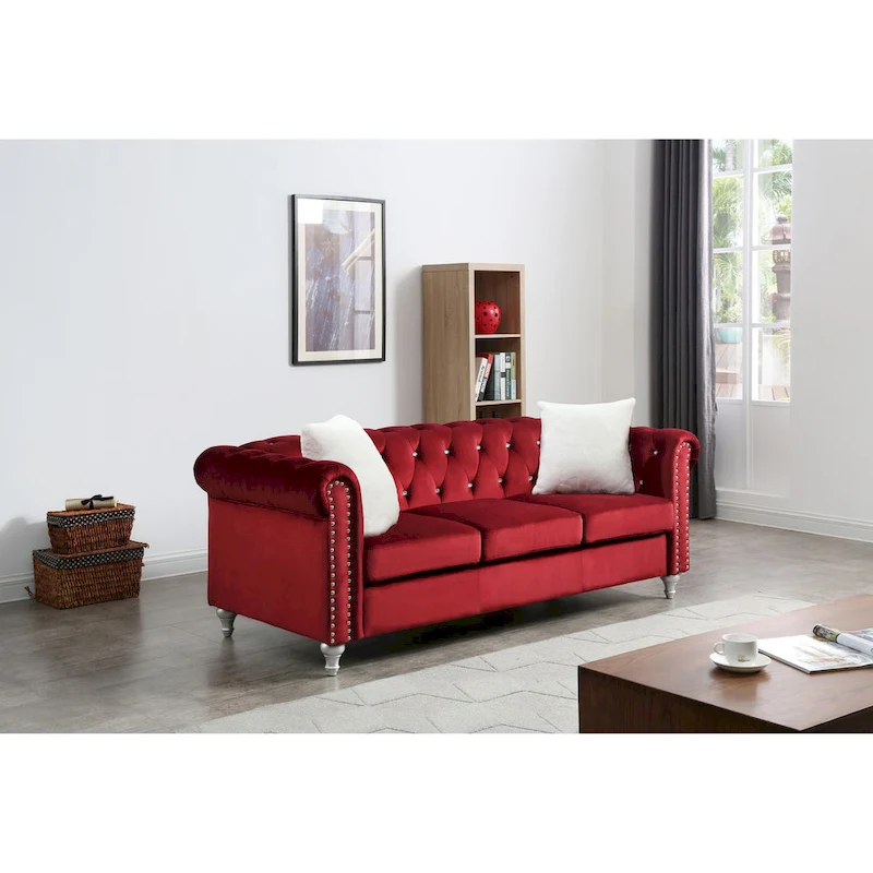 Raisa Microsuede Velvet Tufted Sofa