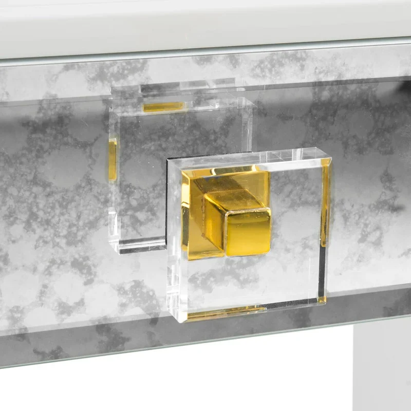 SAFAVIEH Couture Myrthe Eglomise Side Table- White - 24 W x 18 L x 25 H - 24Wx18Dx25H