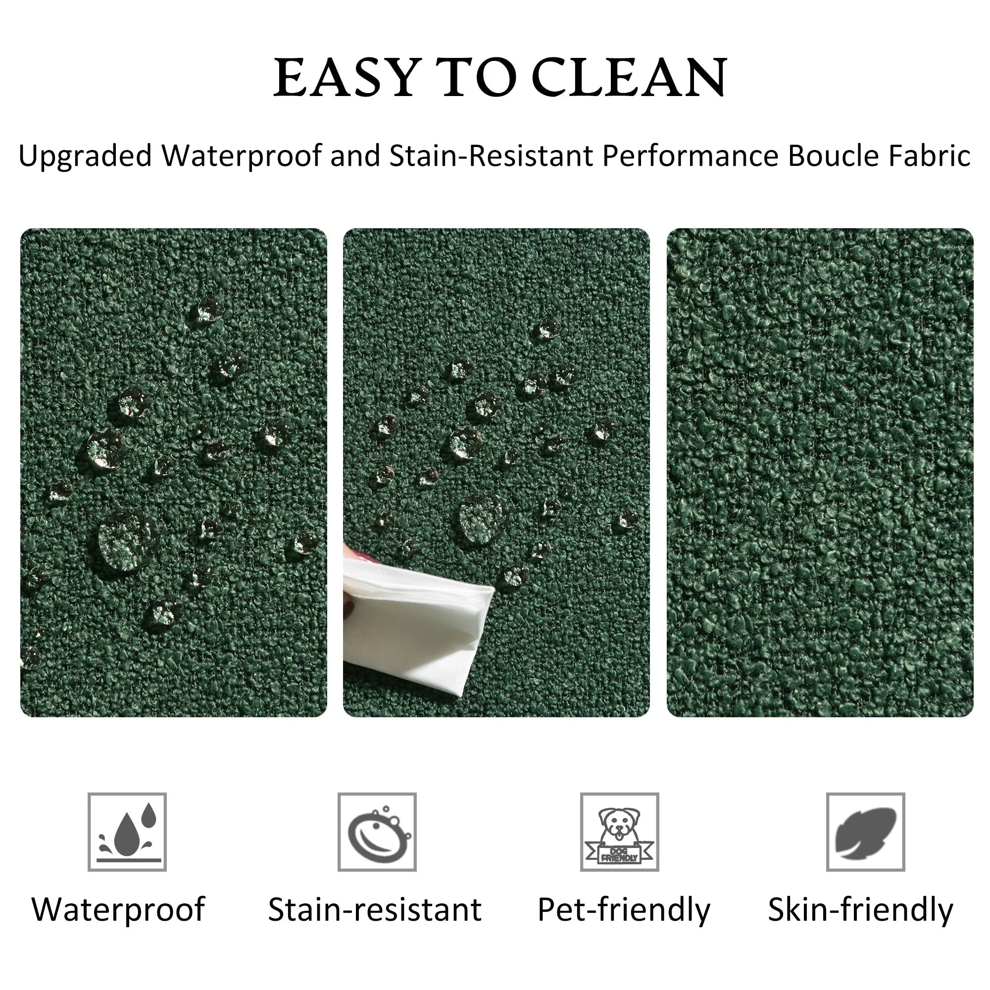 KINWELL Boucle Upholstered 2-Seats Loveseat with Pillows