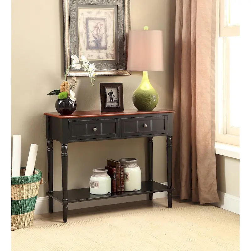 Convenience Concepts French Country 2 Drawer Hall Table with Shelf