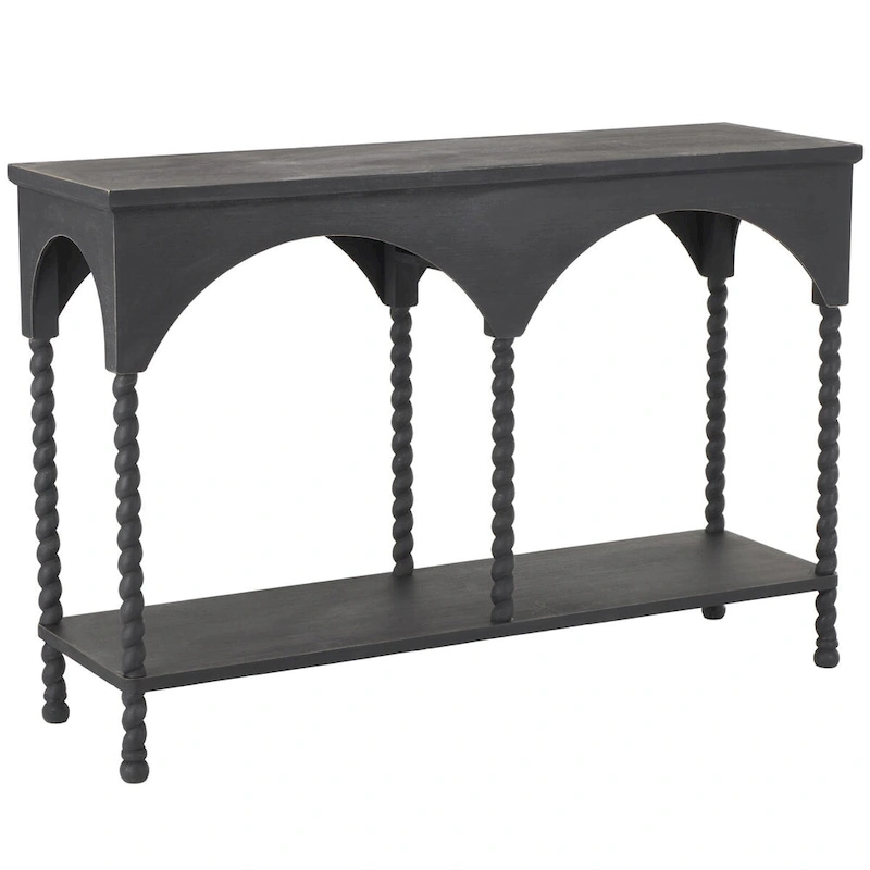 Wood Arched 1 Shelf Console Table - Black - Roche River Decor