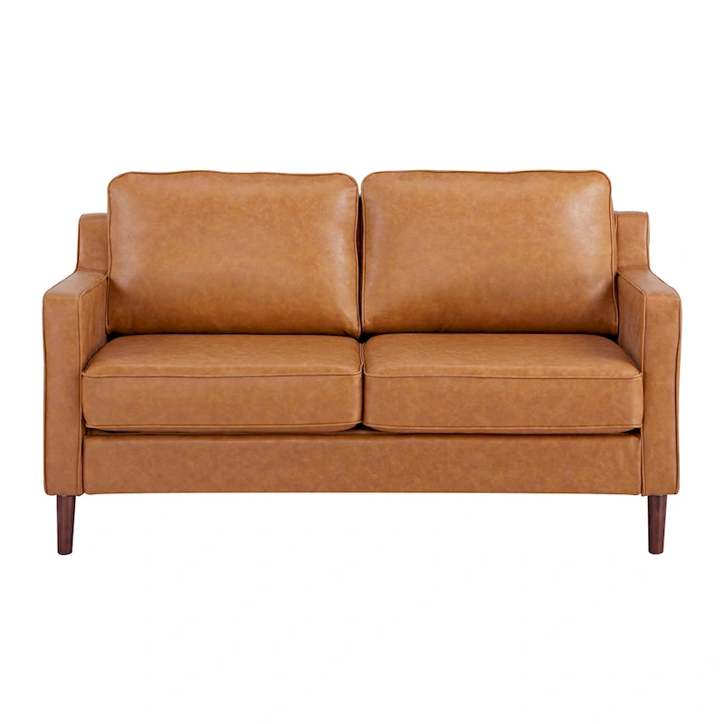 Sedona Modern Loveseat Sofa, Faux Linen / Vegan Leather Couch - N/A