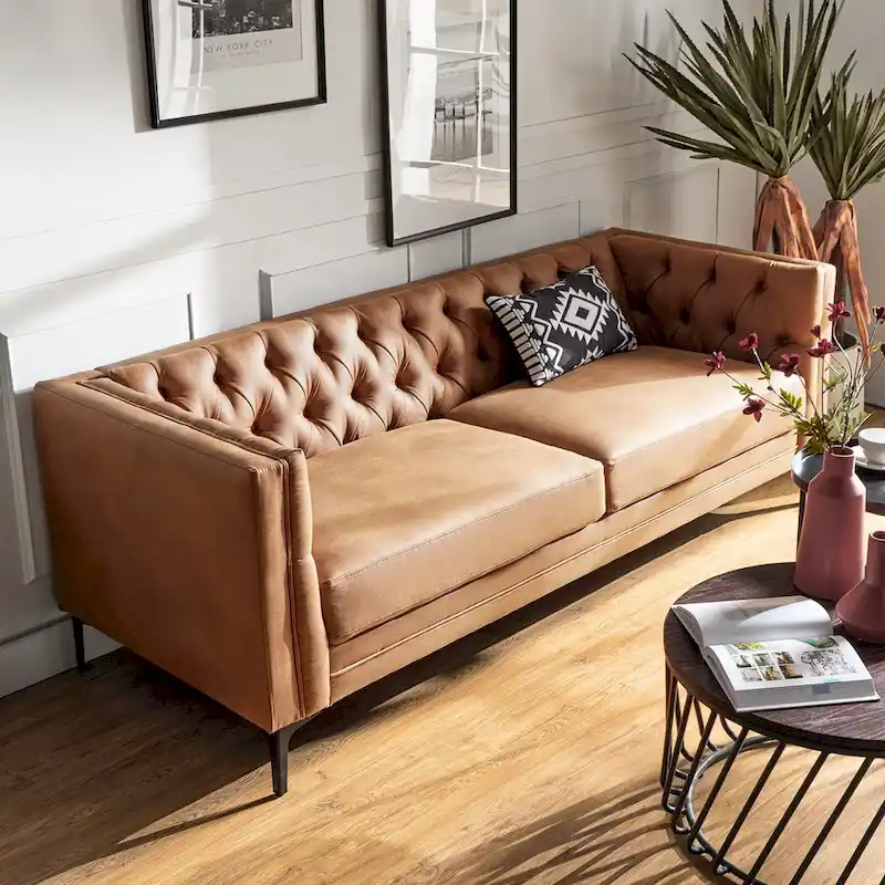 Calymne 84 Classic Square Arms Sofa with Button-Tufted Back by HULALA HOME