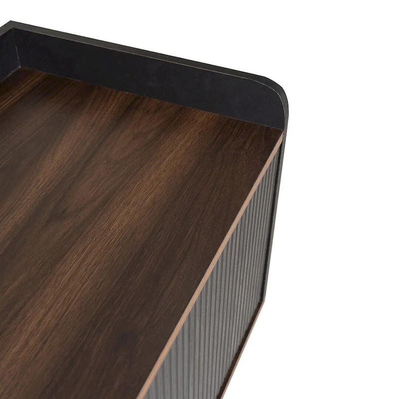 63 Inch Mid Century Modern TV Cabinet Dark Brown Black