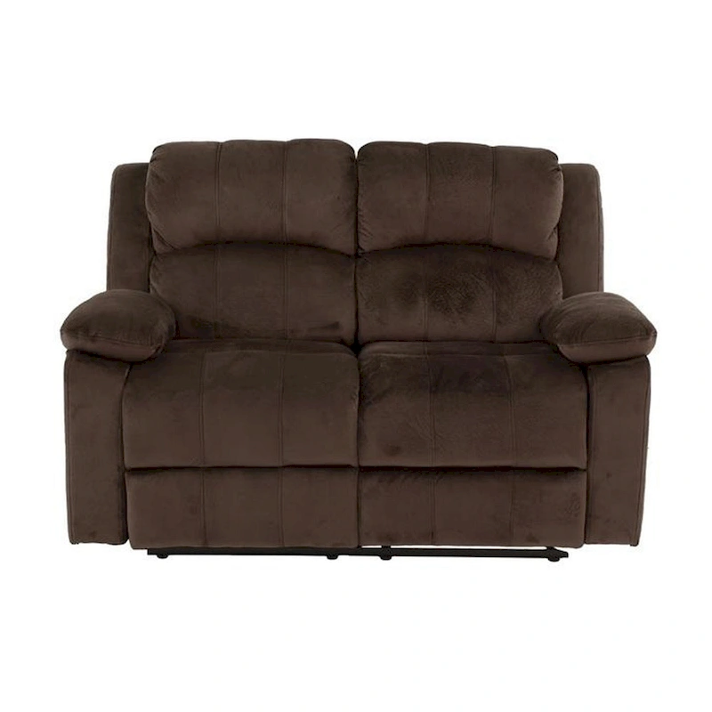 Pine Wood Reclining Loveseat With Padded Upholstery Brown