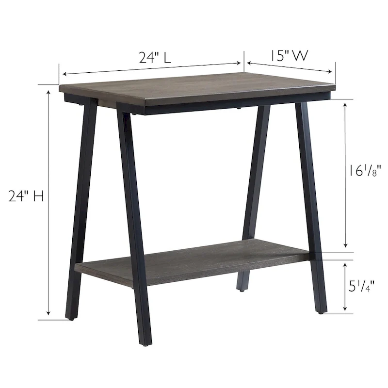 Leick Home Empiria Narrow Side Table with Shelf and Metal Frame