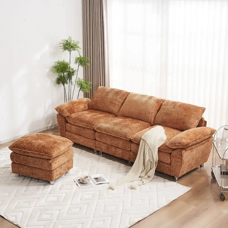Modern Deep 3-Seat Sofa Couch