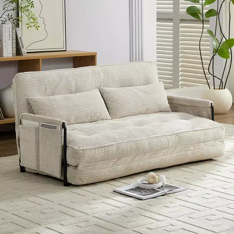 Folding Floor Loveseat Sofa Bed with Pillows, 6-Position Adjustable Backrest, Seats 2