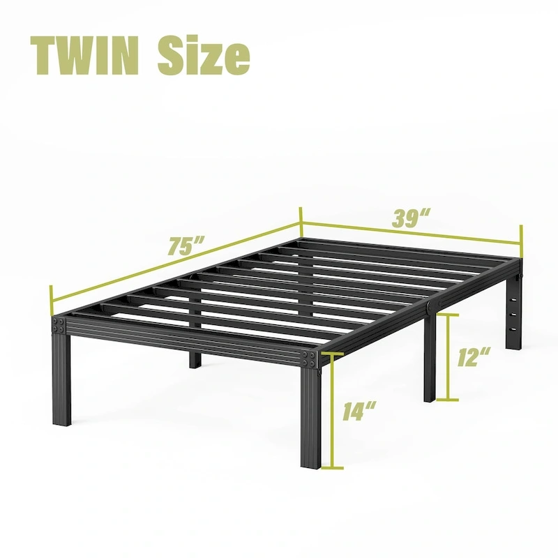 14 Inch Heavy Duty Bed Frame, No Box Spring Needed, Noise Free