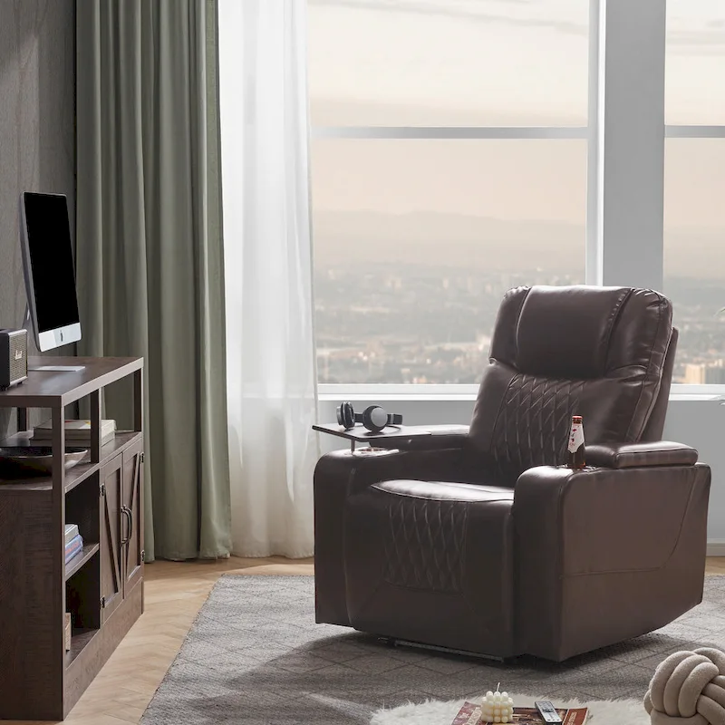 Power Motion Recliner with 2 Convenient Cup Holders
