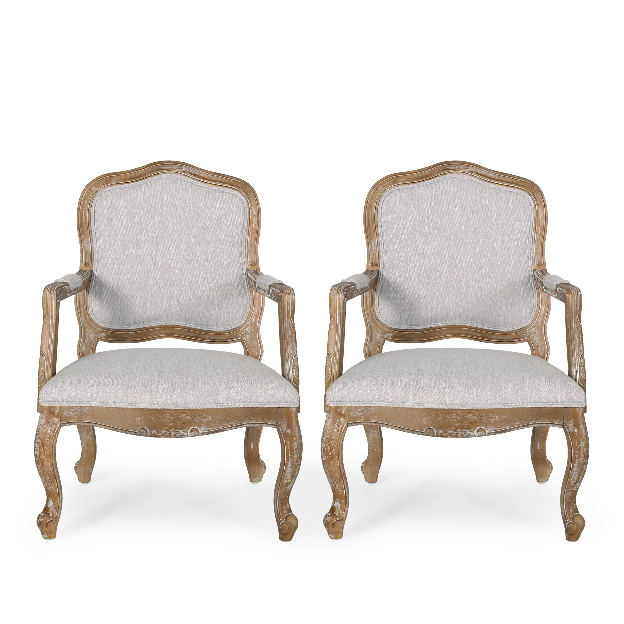 French Country Wood Upholstered Dining Armchair - NH581513