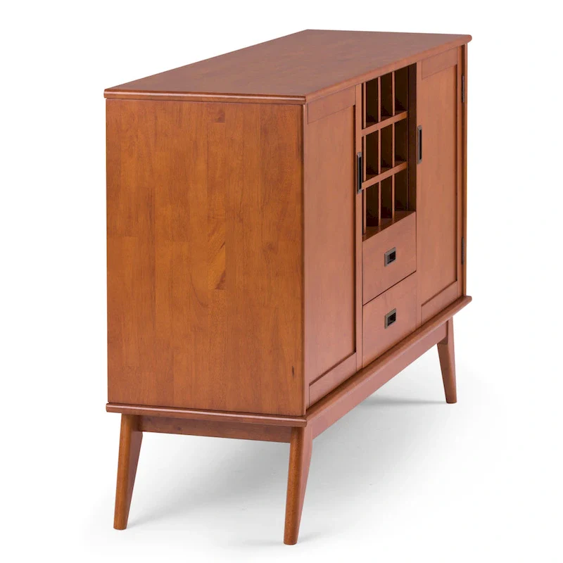 WYNDENHALL Tierney SOLID HARDWOOD 54 inch Wide Mid Century Modern Sideboard Buffet and Winerack - 54 W x 17 D x 36 H