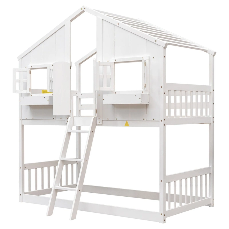 win over Twin House Bunk Bed with Roof