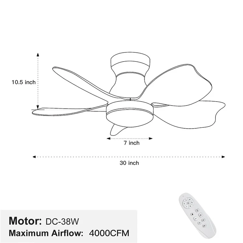 30 Kid's Ceiling Fan Lighting with Remote Control and ABS Blade