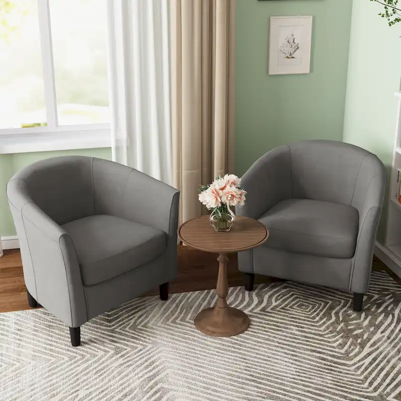 2 Set Modern Accent Chair Upholstered Barrel Chair