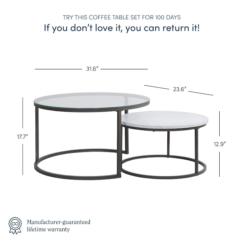 Nathan James Stella Round Nesting Coffee Table Set of 2