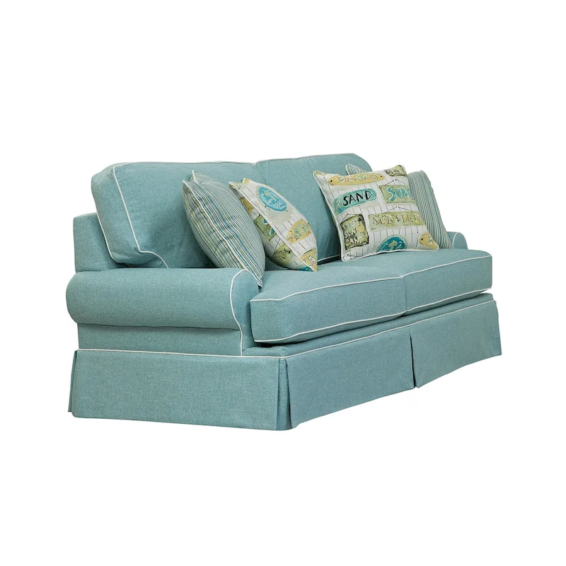 Classics Model Coastal Aqua Series Sofa with Four Accent Pillows