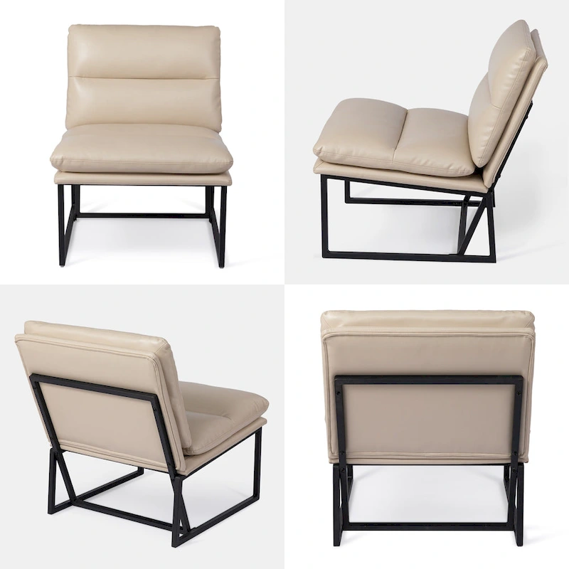 Glitzhome Set of 2 30.25H Modern Ergonomic PU Accent Armless Chair