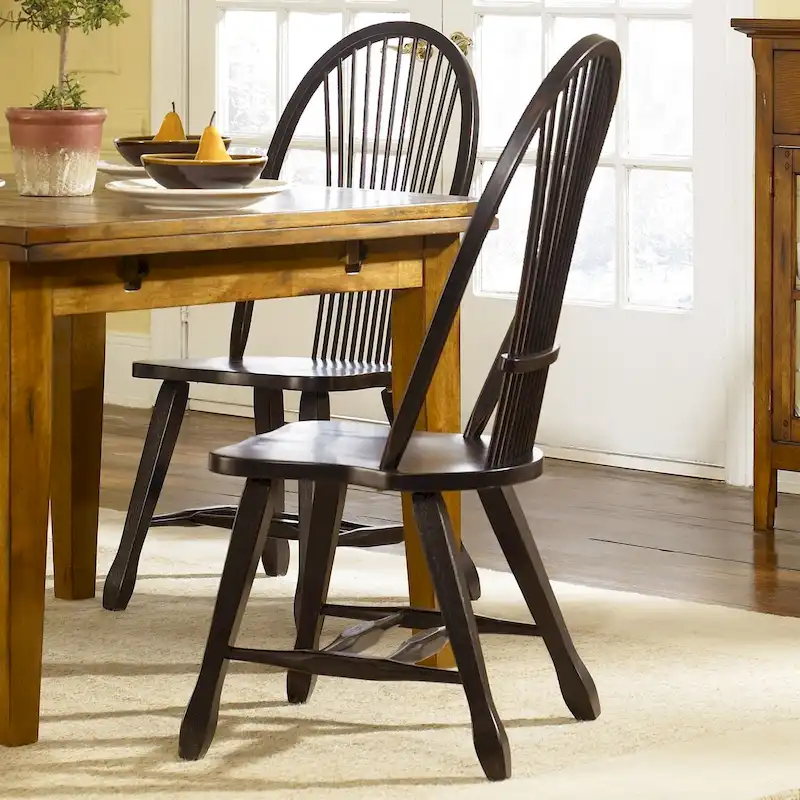 Treasures Rustic Black Sheaf Back Dining Chair (Set of 2)