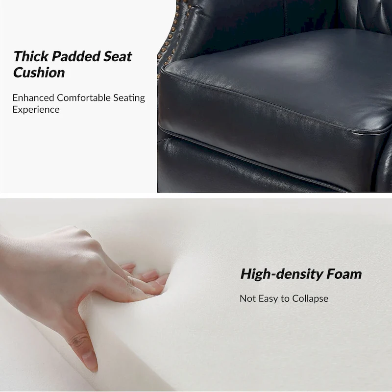 Xaver Traditional Genuine Leather Armchair With Solid Wood Legs by HULALA HOME