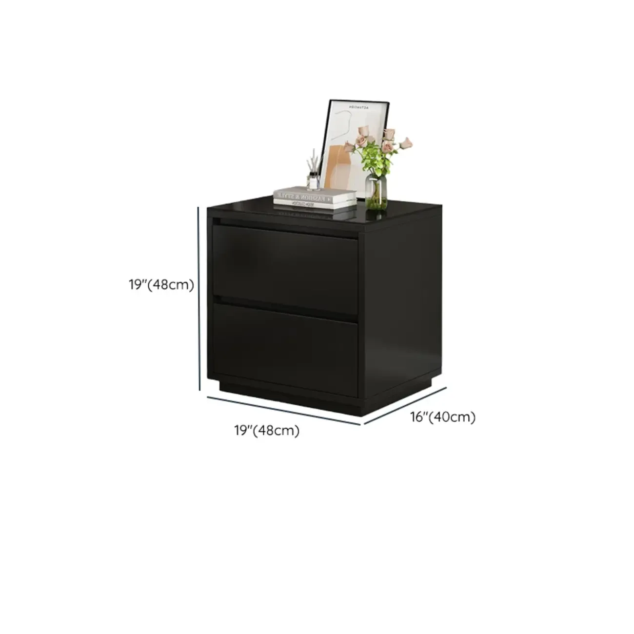 Wood Modern Narrow Two-Drawer Nightstand