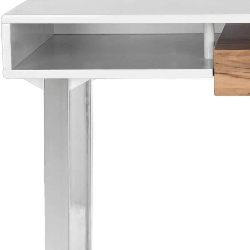 SAFAVIEH Bettyjane Modern White/ Chrome Computer Desk