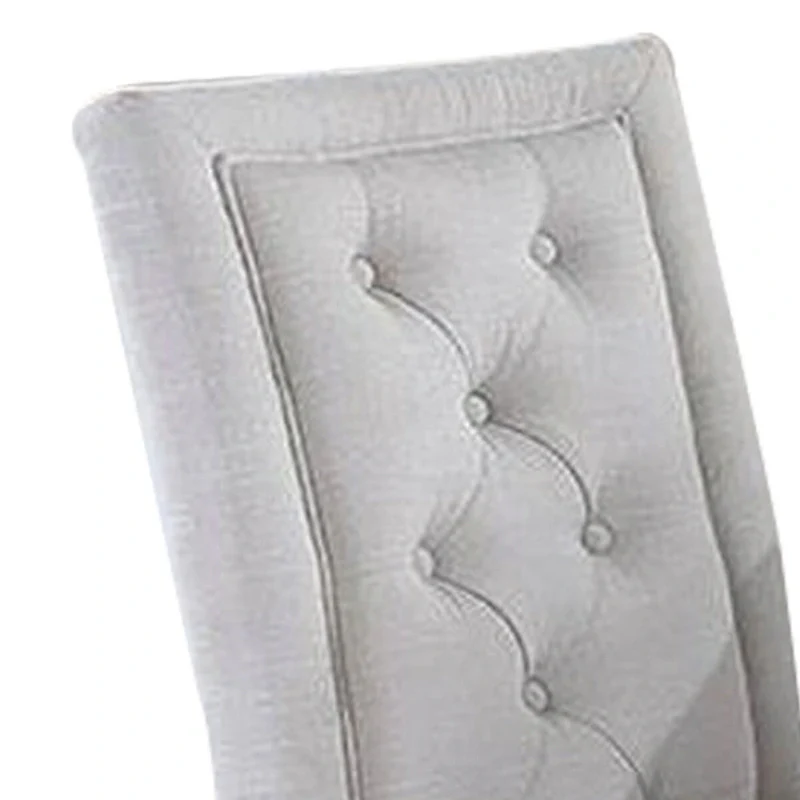 26 Inch Wood Dining Chair with Button Tufted Padded Back, Set of 2, White