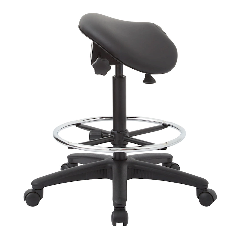 Backless Stool with Height-adjustable Saddle Seat