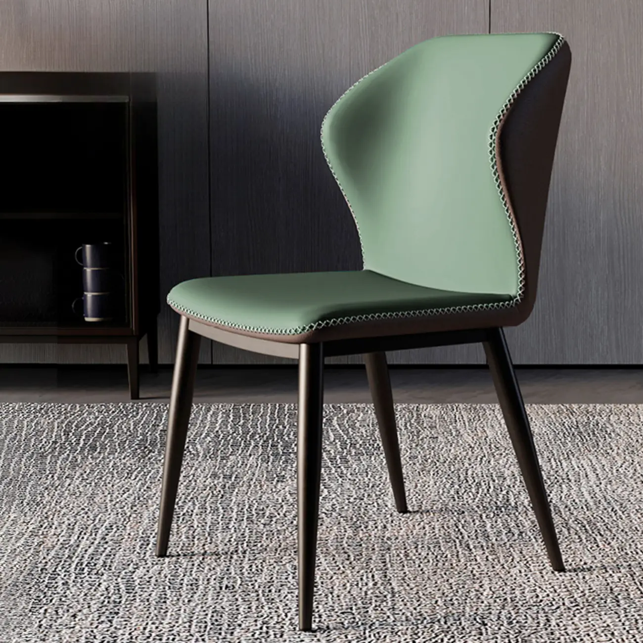 Scandinavian Faux Leather Wingback Dining Chairs