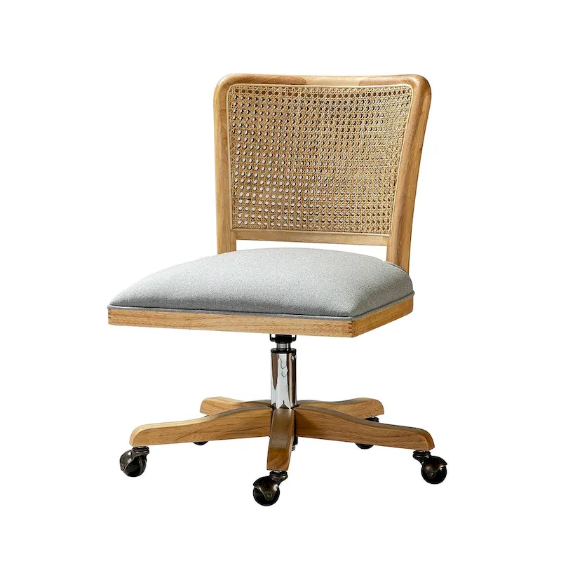 Calcutta Modern Rattan Back Task Chair with Solid Wood Legs by HULALA HOME